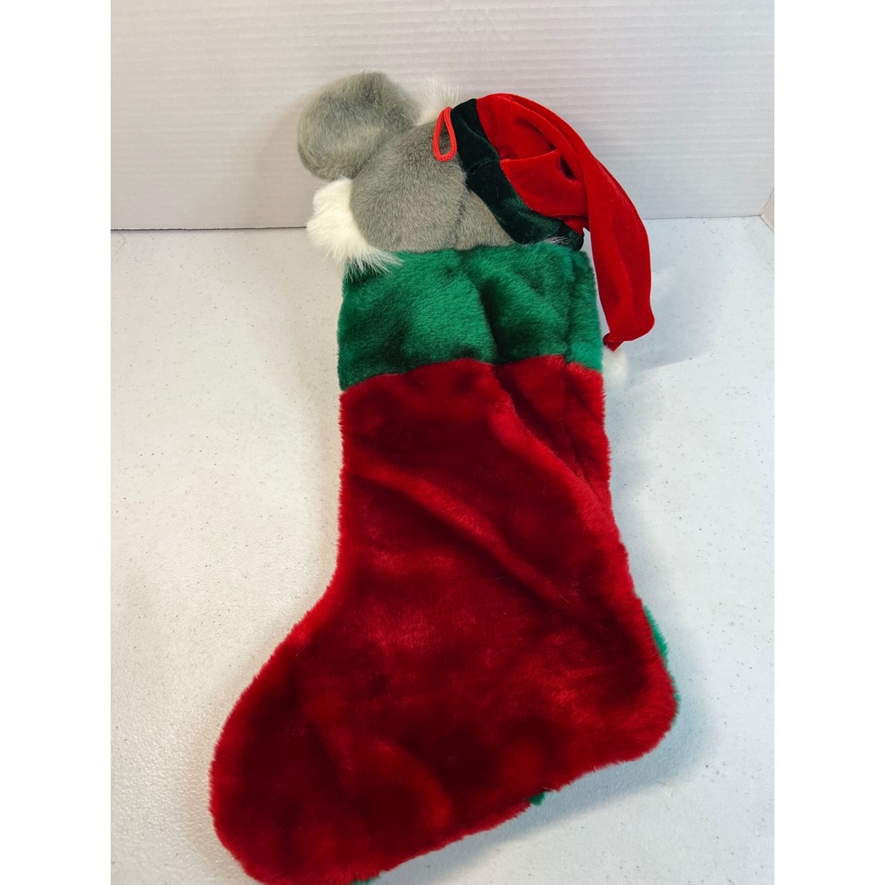 Vintage Prima Creations 2000 Plush Mouse Christmas Stocking Red Green Plush 16in - Picture 2 of 6